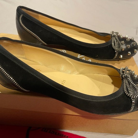 Christian Louboutin Studded Zipper Ballet Flat Size 37.5 - Picture 6 of 10
